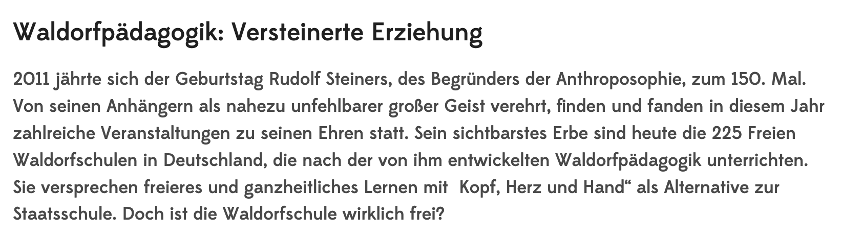 Versteinerte Erziehung